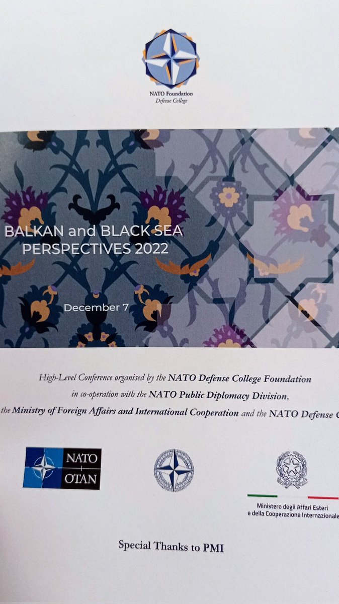 SpecialEurasia's tweet photo. #SpecialEurasia is attending the conference "#Balkans and #BlackSea Perspectives 2022" organised by @NATOFoundation in cooperation with the NATO Public Diplomacy Division, the @NATO_DefCollege @ItalyMFA.
#NATO #geopolitics #strategy #Balkan
#foreigpolicy https://t.co/IN7goPWaBP