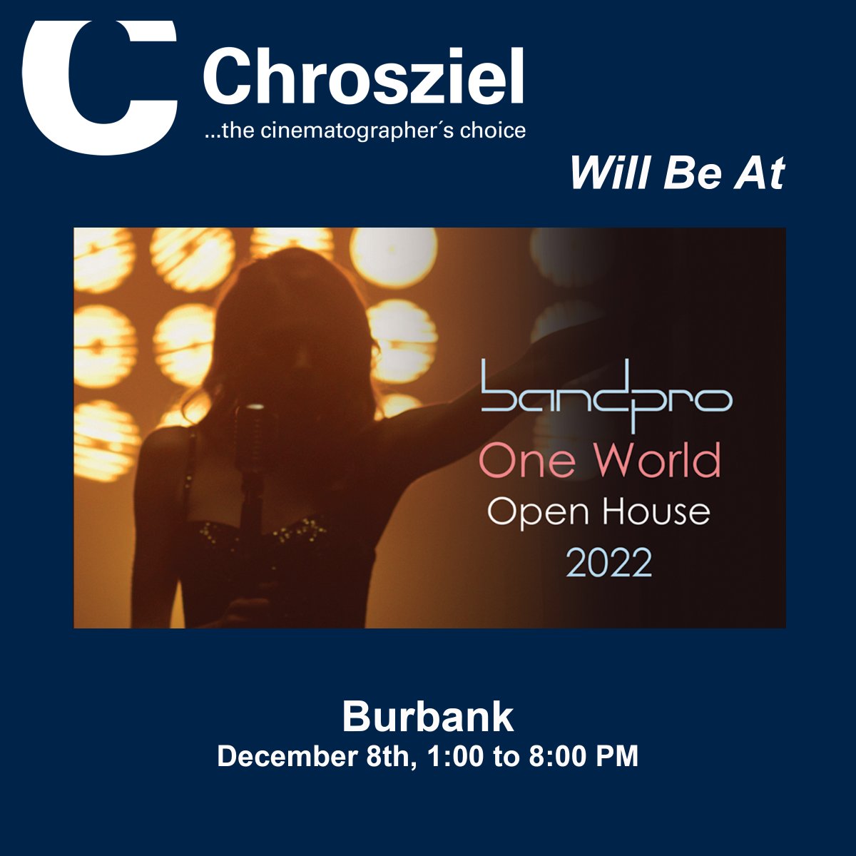 A reminder that Chrosziel will be at the Bandpro One World Open House tomorrow. Stop by to meet Marc Permien and Michael Burnham from Chrosziel and for on camera demos including: Meta Mount E-to-Pl adapter, Premista Servo drive, Universal Zoomer Z2 

#chrosziel #bandpro