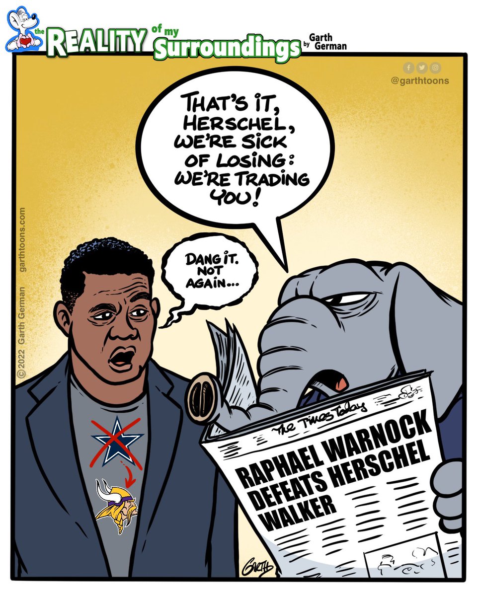 Let’s see how quickly the GOP dumps Herschel Walker. Trading him worked out for the Dallas Cowboys. Candidate quality matters. 

Follow for more cartoons!

##WarnockDelivers #HerschelWalker #HerschelWalkerLoses #GeorgiaRunoff #GeorgiaSenateRunoff #Politics #webcomic #webcomics