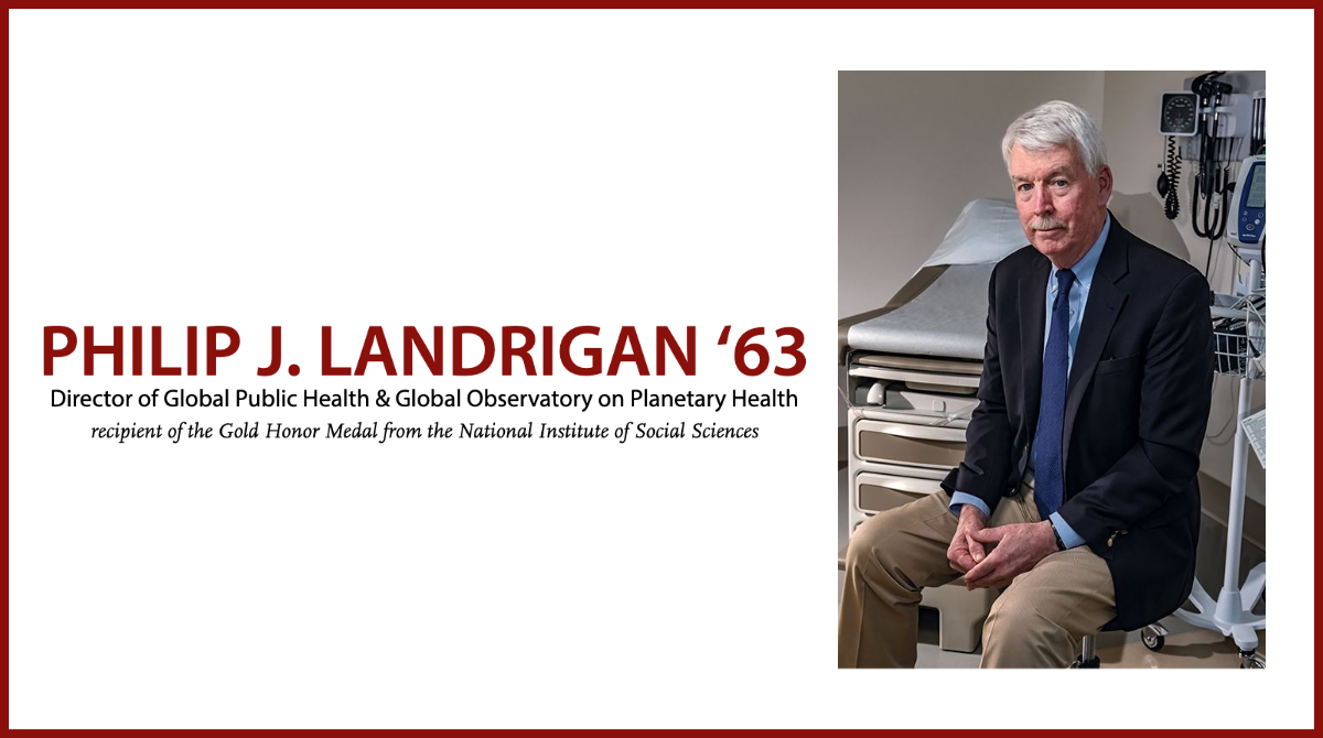 Congratulations to Biology Professor Phil Landrigan '63, M.D., founding director of the Program for Global Public Health and the Common Good, who received the @SocSciInstitute's Gold Honor Medal. on.bc.edu/3VBJPtv