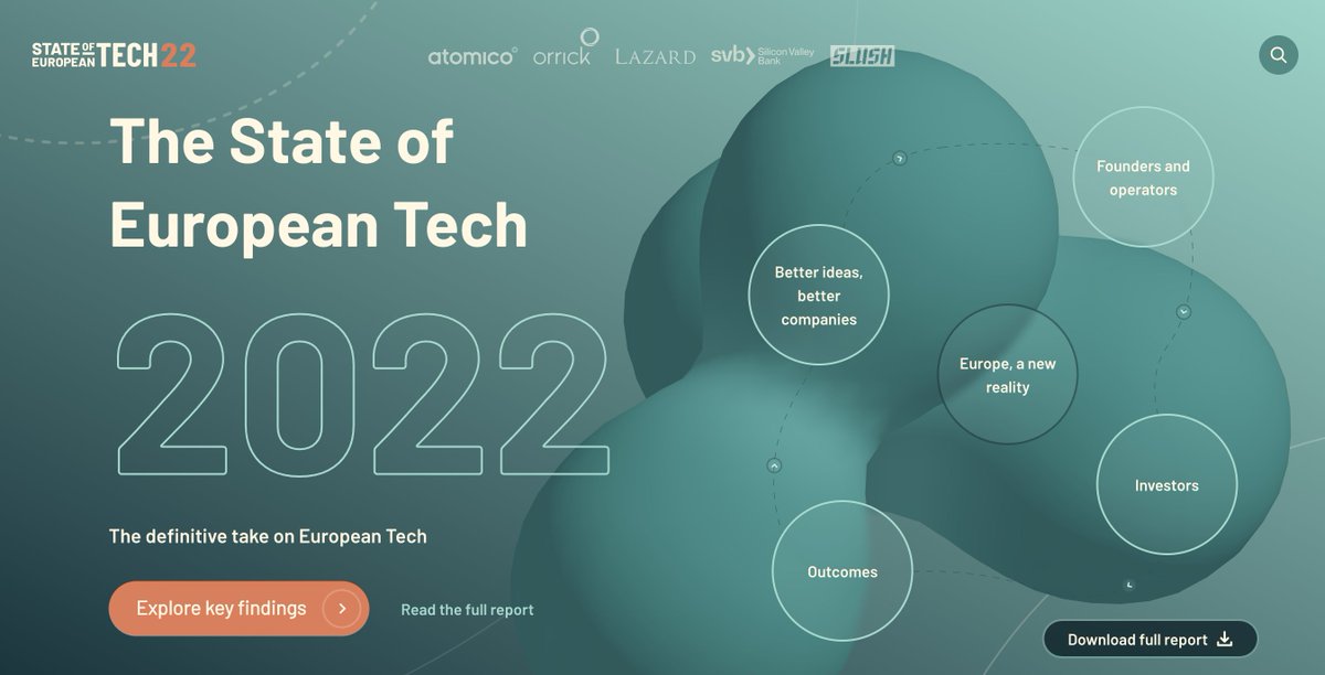 It's official - #Europe's definitive #tech report is LIVE 🚨

<a href="/atomico/">Atomico</a>'s State of European Tech Report for 2022 offers an in-depth look at the data from our ecosystem following what I'm sure we can all agree has been a turbulent year. Well worth a read 👇
stateofeuropeantech.com