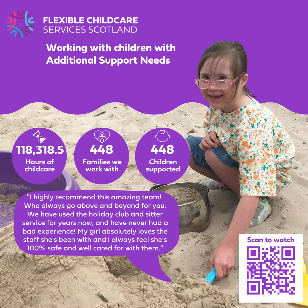 Last year our teams in #Aberdeenshire & the #Highlands provided almost 120,000 hours of childcare to more than 400 children with #AdditionalSupportNeeds. 

Find out more about our services, and the impacts they have, in our latest #SocialImpactReport fcss.org.uk/news/fcss-soci…