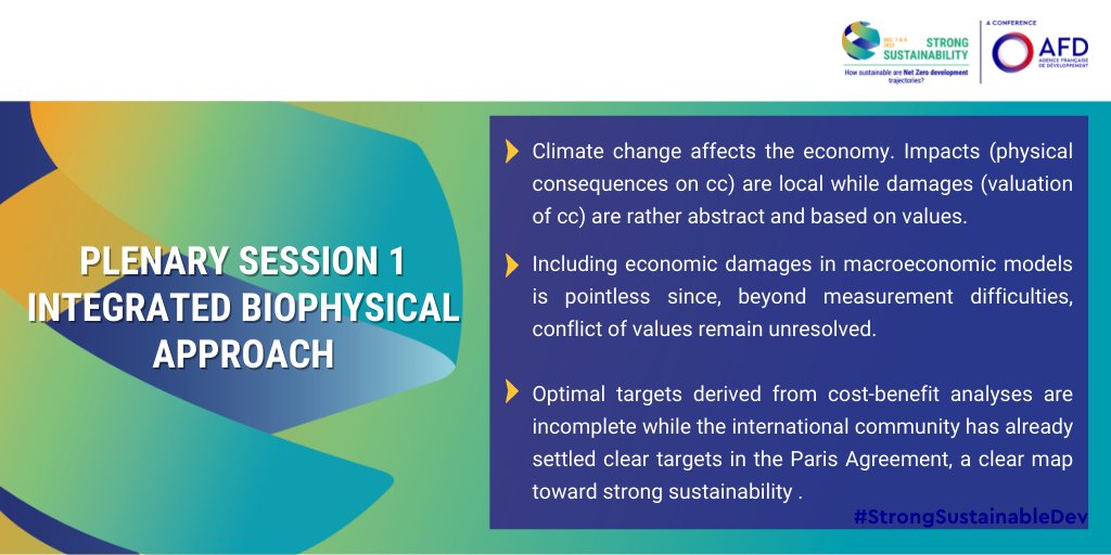 #StrongSustainableDev Research Conf.

Did you miss the 1st plenary session? Here are the keypoint 👇 

Antonin Pottier - <a href="/EHESS_fr/">EHESS</a>: “Economists’ role is only to provide insights, not to decide, instead of decision-makers”