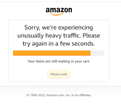 munr's tweet photo. Haven't seen this error before when checking out on Amazon, and was a little annoying having to go through the entire process again. In recent months, there have definitely been more problems than usual with their website (timeouts, products not adding to cart, etc) https://t.co/l5kv1B7XeF