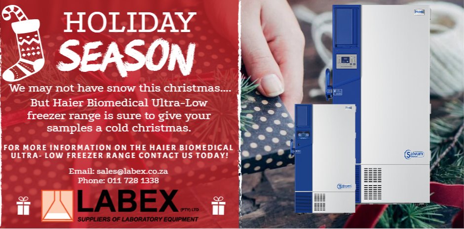 LabexLtd's tweet image. We may not have snow this christmas.... But Haier Biomedical Ultra-Low freezer range is sure to give your samples a cold christmas. 

For more information on the Haier Biomedical Ultra- Low freezer range contact us today!

Email: sales@labex.co.za 
Phone Number: 011 728 1338
