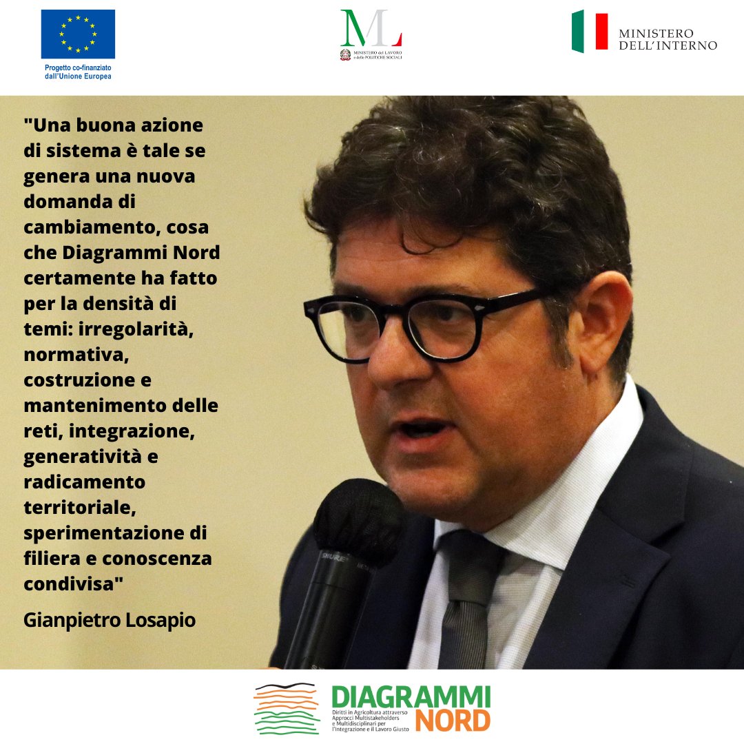 Gianpietro Losapio, Direttore di Consorzio Nova, ha aperto le conclusioni del Seminario finale del Progetto 
<a href="/DiagrammiNord/">Progetto Diagrammi Nord</a> ringraziando la DG Immigrazione, il partenariato e la rete dei gruppi del Centro Nord, impegnati in questa complessa e lunga azione di sistema.