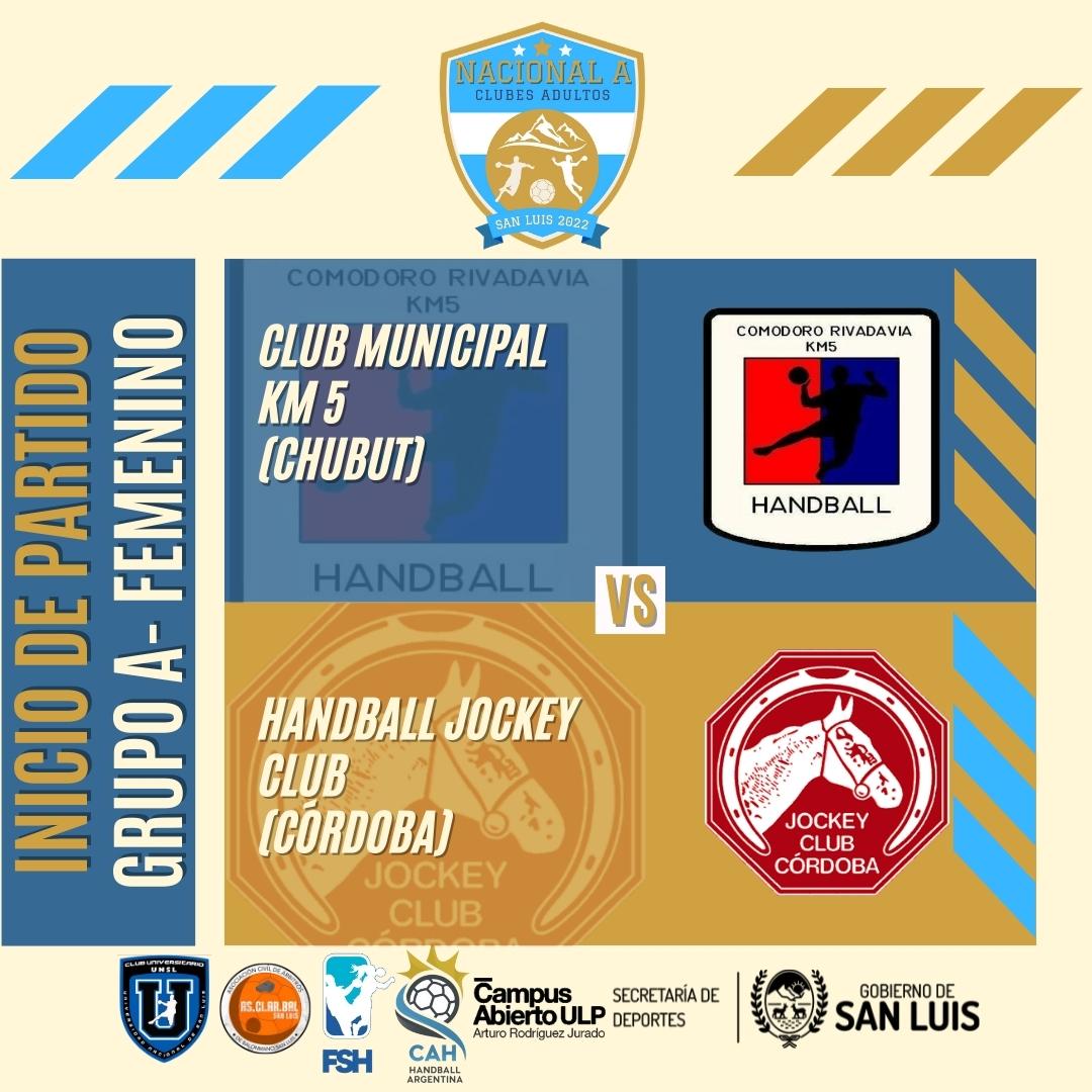 “Nacional A” Clubes Adultos:
Grupo A Femenino
Club Municipal KM 5 (CHUBUT) vs Handball Jockey Club (Córdoba) 
INICIO DE PARTIDO

Transmisión en vivo en youtube.com/@handball.arge…
<a href="/handballkm5/">Handball Km5</a>

<a href="/JockeyCC/">Jockey Club Córdoba</a>
@handballjcc
<a href="/jcchandball/">JCC Handball</a>