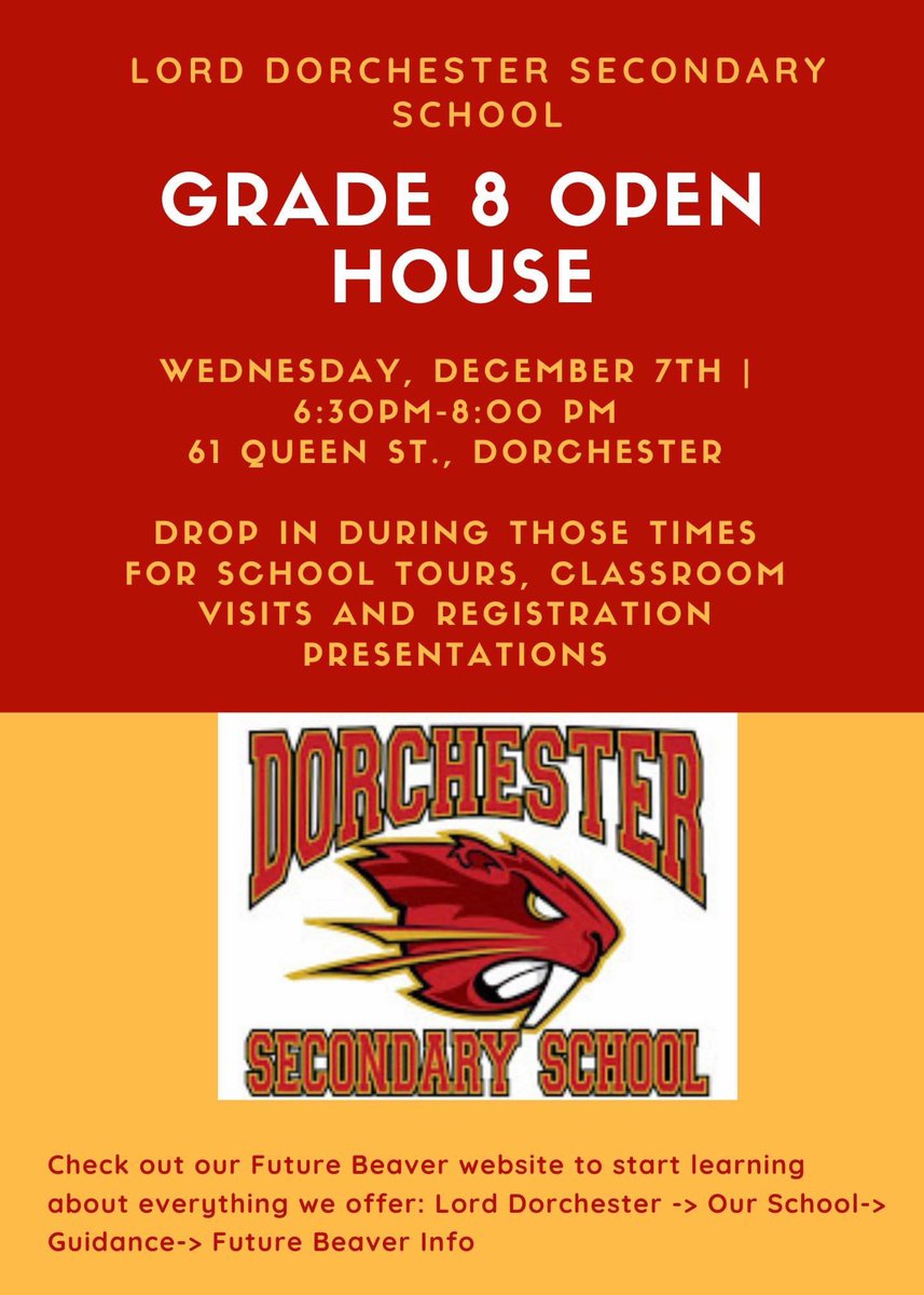 Tonight! Park in the west lot and enter by the gym or front doors. Registration packages are available in the foyer. You can join a guided tour or check out classes on your own. Come and see what makes LDSS special ❤️🤍🖤💛