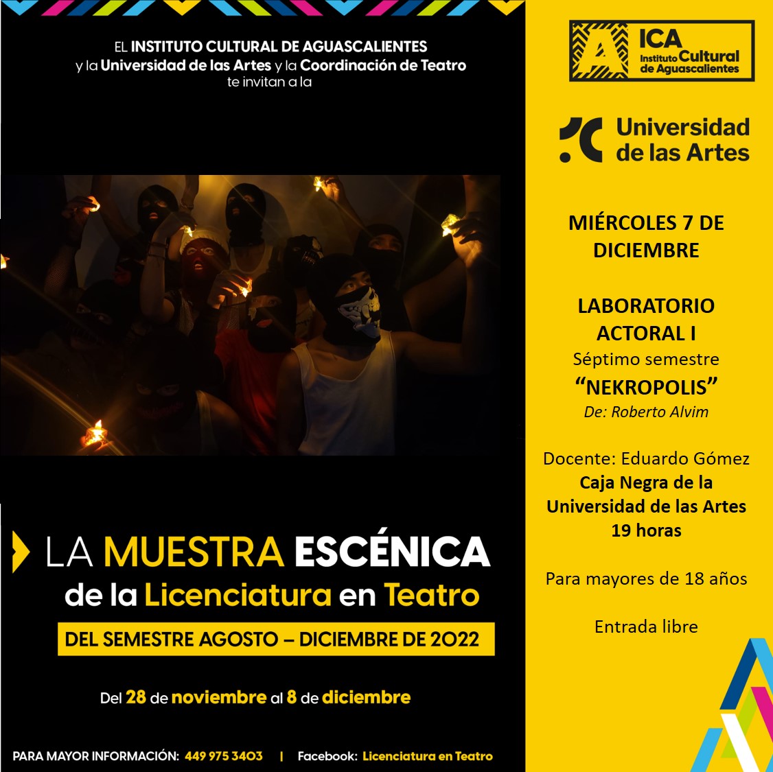 🎭El día de hoy tendremos diversas actividades en La Muestra Escénica de la Licenciatura en Teatro, ¡Adéntrate en nuestro proceso académico y descubre sus posibilidades! #teatro #maquillaje #pantomima #máscaras