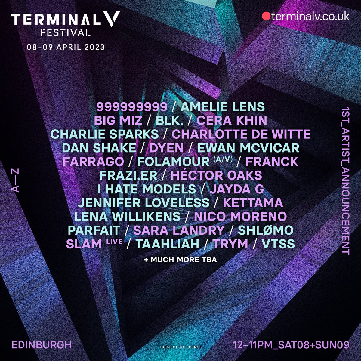 We’re excited to share with you our first artist announcement as we return across TWO DAYS ( 8th + 9th April 2023) with 999999999, Amelie Lens, blk, Charlotte De Witte, Ewan McVicar, Folamour,  I Hate Models, Kettama, Trym + MORE 🔥

Sign Up for access to Pre-Sale via our bio 👉