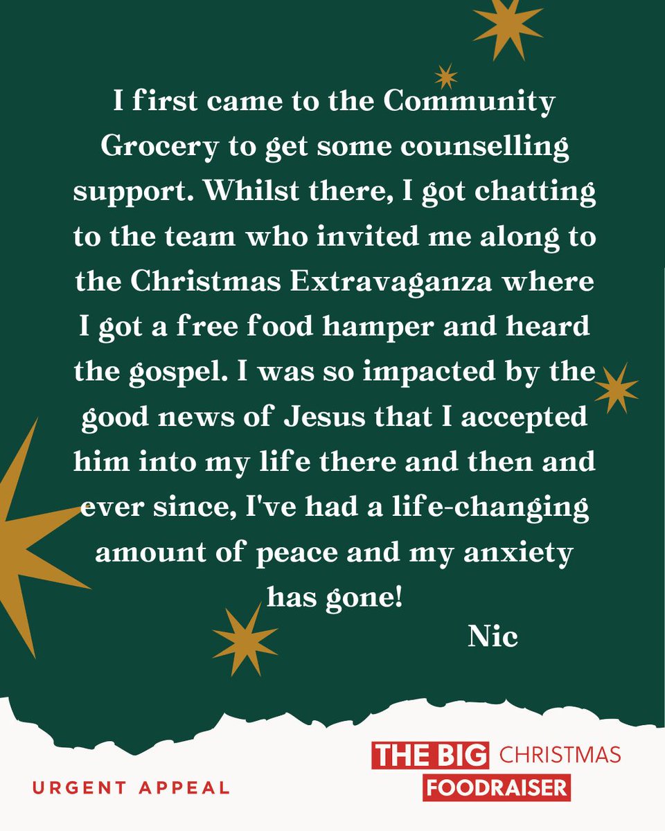 MessageTrust's tweet photo. Gifting just £5 will help make sure 3,000 of the poorest families in our nation don’t go without this Christmas and beyond, by giving them a Christmas Day hamper at one of our outreach events, where they'll also get a chance to hear the good news of Jesus. https://t.co/T5GszJaVpn https://t.co/Wu95zVIg51