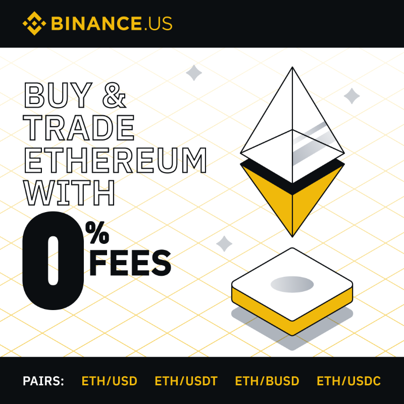 BinanceUS's tweet photo. Just in time for the holidays, the best #crypto platform for low fees just got even better.

#BinanceUS is pleased to offer zero-fees when you buy #Ethereum or trade ETH/USD, ETH/USDT, ETH/BUSD &amp; ETH/USDC, for all users with no trading volume requirements.