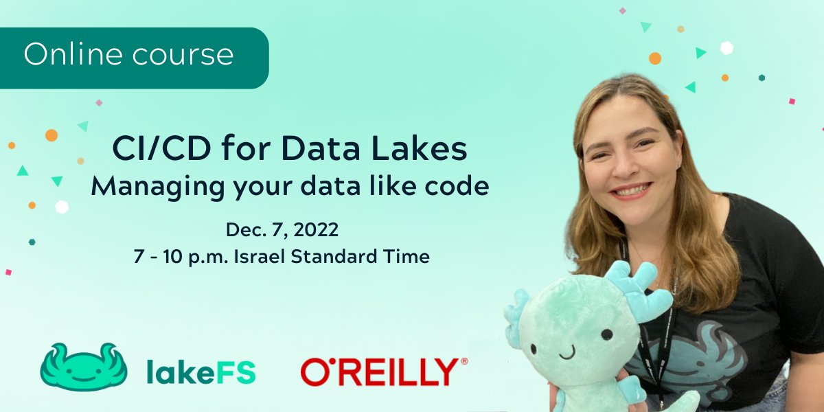 Exciting course coming up today! 📢 Join our lakeFS expert @AdiPolak in her O'Reilly Media online course, to discover the innovative approach to data CI/CD principles. Register now! oreilly.com/live-events/ci…