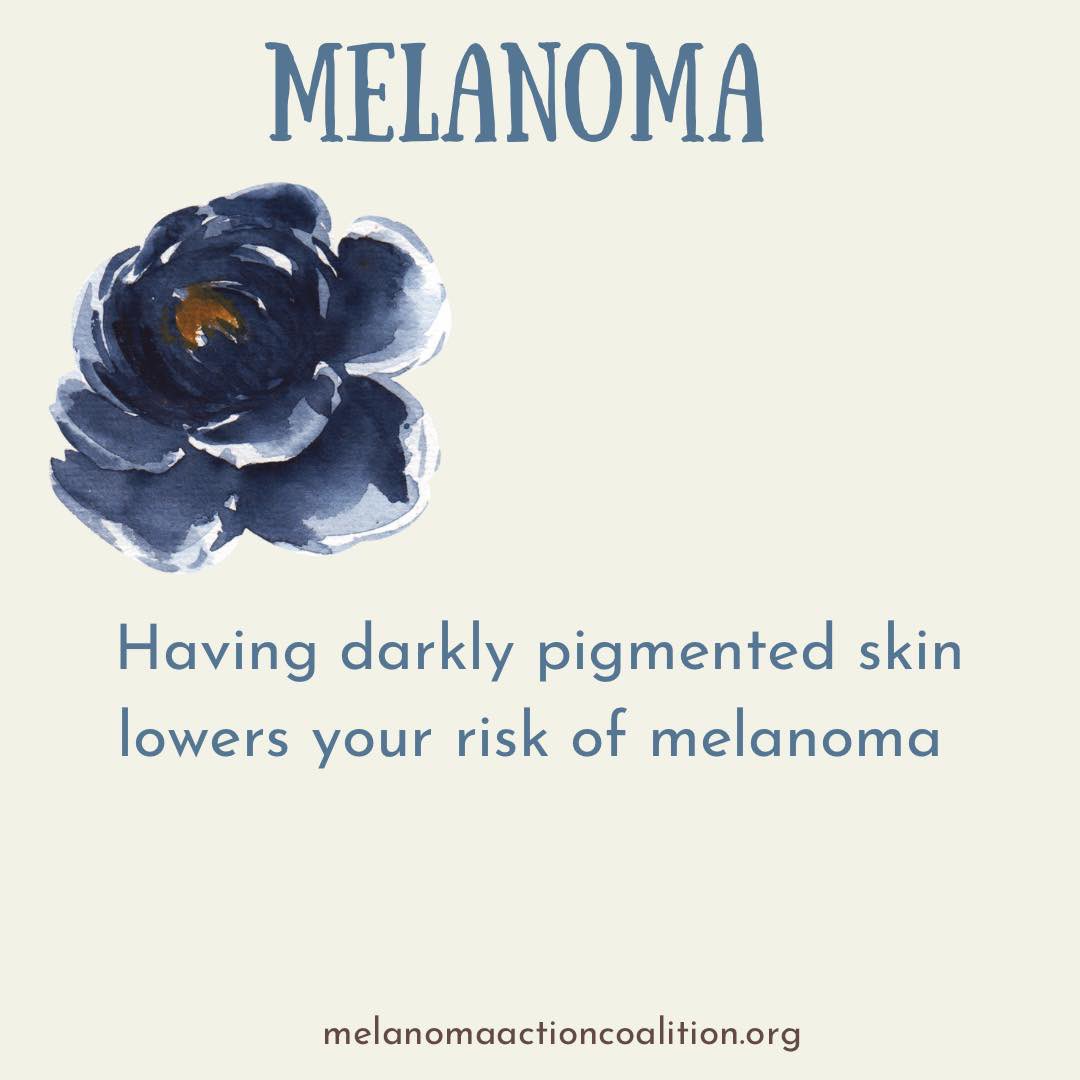MelanomaAction's tweet photo. Melanoma is more than 20 times more common in lighter skin than in darker skin

Overall, the lifetime risk of getting melanoma is about 2.6% (1 in 38) for whites, 0.1% (1 in 1,000) for Blacks, and 0.6% (1 in 167) for Hispanics https://t.co/ujjJhIqpuG