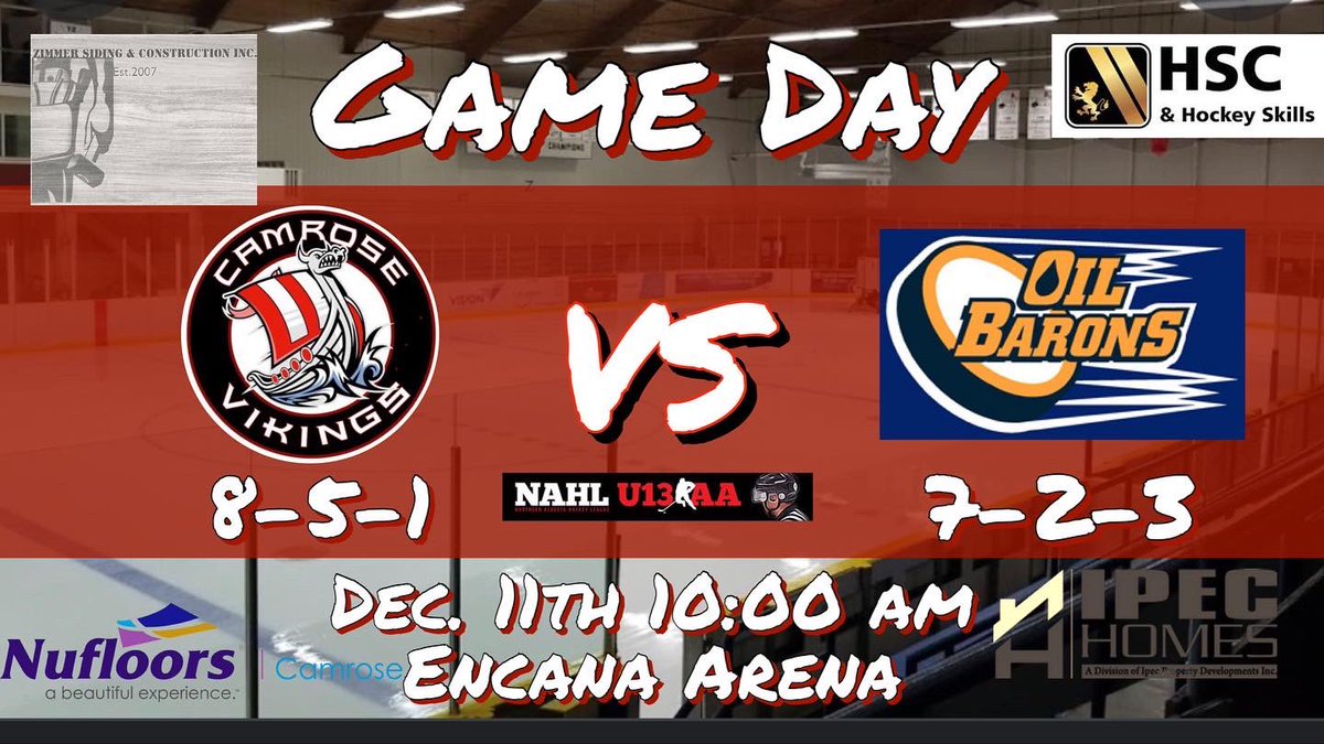 VikU13AA22_23's tweet photo. The Vikings head north to face the 2nd place team in their division, then back home to face the Oil Barons on Sunday. Should be some great hockey so come out to watch or catch it on the live stream. Let’s go Vikings!! https://t.co/tLMGSbf0fv