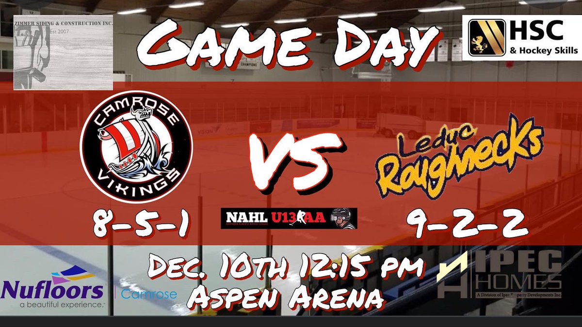 VikU13AA22_23's tweet photo. The Vikings head north to face the 2nd place team in their division, then back home to face the Oil Barons on Sunday. Should be some great hockey so come out to watch or catch it on the live stream. Let’s go Vikings!! https://t.co/tLMGSbf0fv