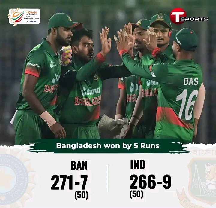 Nirobroy00's tweet photo. ভারতকে ৫ রানে পরাজিত করে ঘরের মাঠে সিরিজ জয় করলো বাংলাদেশ।🥰 https://t.co/zZymHrGk78