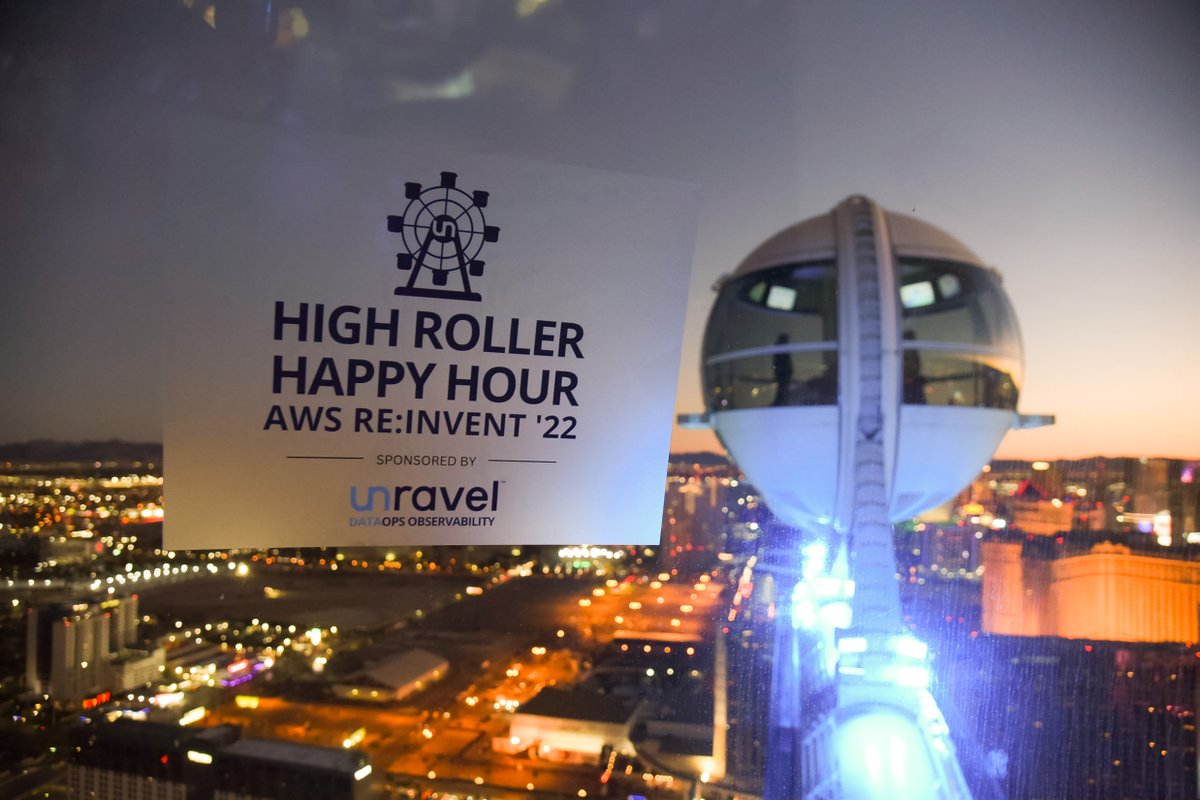 unraveldata's tweet photo. Breathtaking views and new connections—the High Roller Happy Hour was a smashing success! A big thank you to everyone who sipped, soared, and socialized with us. Can’t wait for #AWSReInvent2023!

#AWSReInvent #AWSReInvent2022 #DataOps #DataOpsObservability #FinOps #UnravelEvents https://t.co/SxNF2Yrg5Z