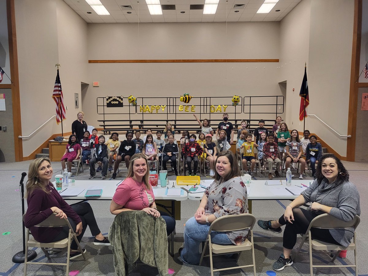 EriCruzLISD's tweet photo. 🐝The stage is set for our Annual @JimPlain Spelling Bee! Our judges are ready and our special guest @Christine_LTX is here to pronounce the words! Can you spell A-W-E-S-O-M-E?!  #JPEpride #1LISD https://t.co/DiXiXZVHNt