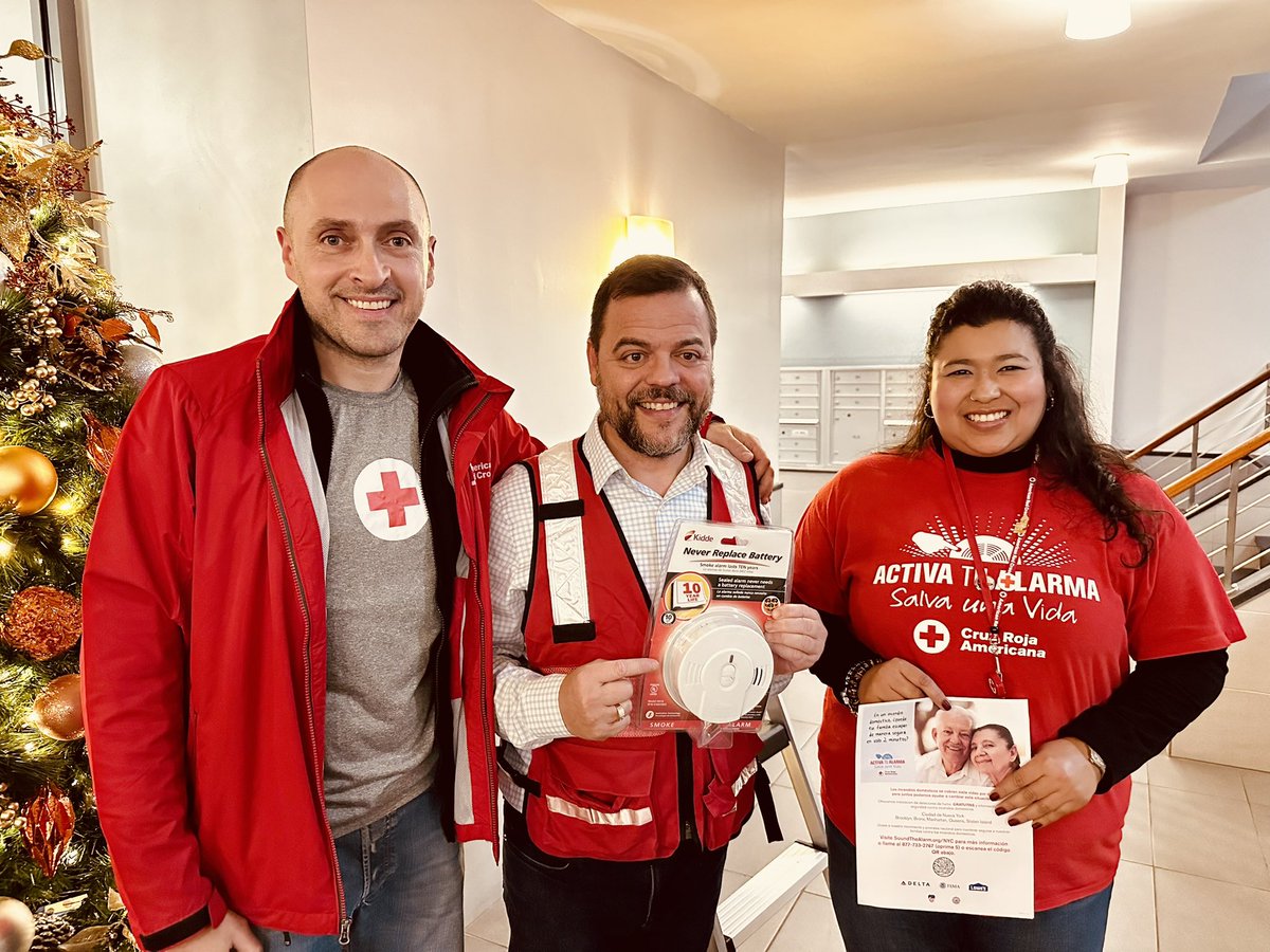 JohnBWaldman's tweet photo. @LuisSepulvedaNY joined our @redcrossny team installing smoke alarms in his district. Senator expertly did his part and we are deeply grateful for his voice in helping us amplify the message of fire safety and advance our life saving program. We can #endhomefire tragedies! https://t.co/viQxWHW7Ji