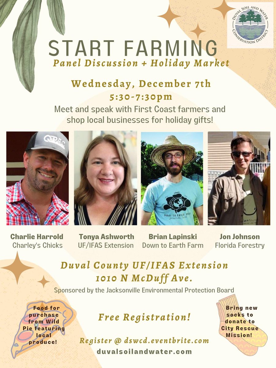 Want to learn how to start a farm business on the First Coast? Join us tonight. Free registration! #ilovejax eventbrite.com/e/start-farmin…