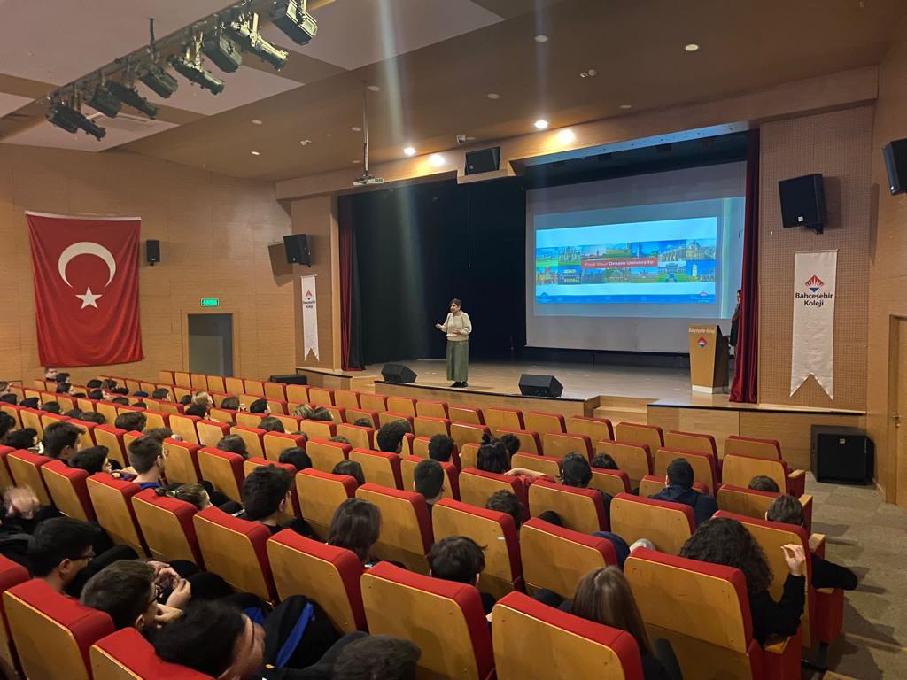 bkgec's tweet photo. Global Education Center Senior Counselor, Nesrin Okumus met with Manisa Bahcesehir College high school students and gave them detailed information about studying abroad. Thank you @bk_manisa for your warm welcome https://t.co/iVaQchvTSs