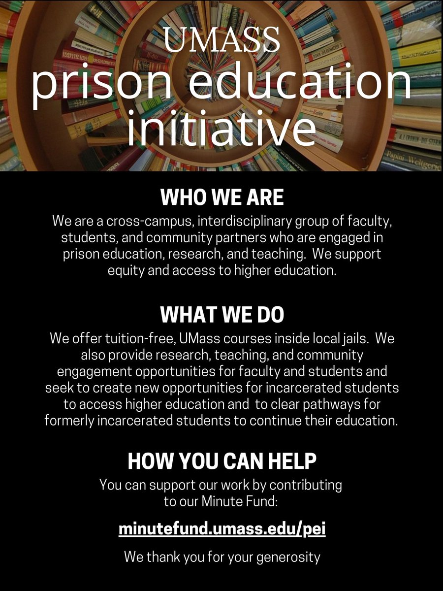 Support the UMass Prison Education Initiative by donating to their Minute Fund!
minutefund.umass.edu/project/34292