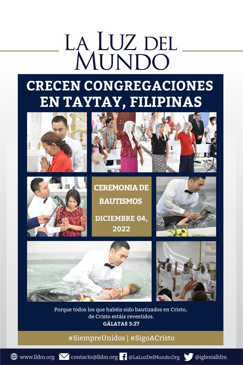 iglesialldm's tweet photo. Ceremonia de #Bautismos en Taytay, #Filipinas

Damos gracias a Dios en ver su promesa de amor cumplida con la humanidad. Cada día más personas deciden seguir a Jesucristo. 

#LLDM |  #ElAmorNosUne | #SigoACristo | #SiempreUnidos https://t.co/uNPHTSyfB5