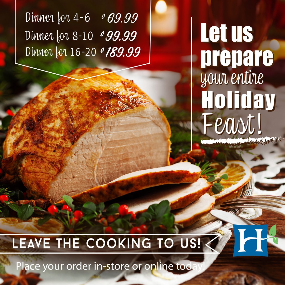 Hitchcocks's tweet photo. Let us do the heavy lifting! Choose one of our holiday meals and impress your guests with a delicious meal this holiday. Order online or in store! https://t.co/yV6ITsziIi