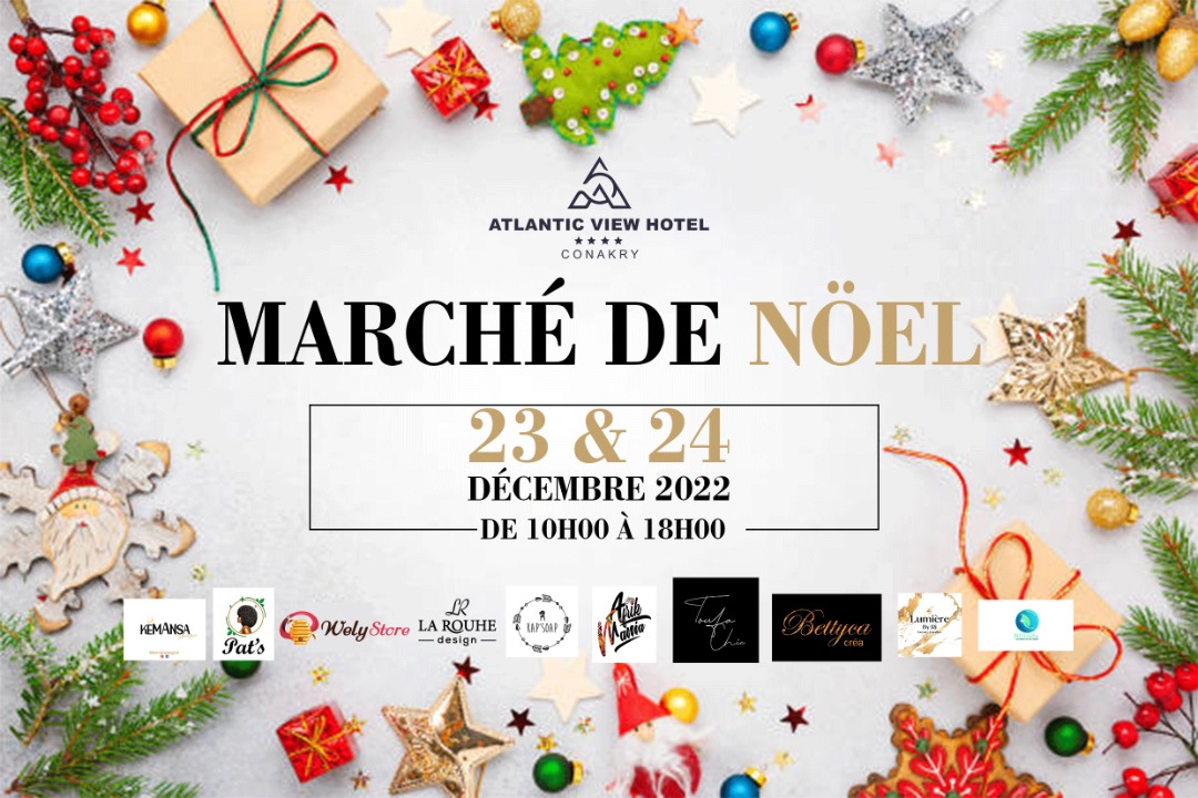 ViewHotelCky's tweet photo. 𝐀𝐭𝐥𝐚𝐧𝐭𝐢𝐜 𝐕𝐢𝐞𝐰 𝐇𝐨𝐭𝐞𝐥 &amp; ses créatifs vous amènent un 𝐉𝐎𝐘𝐄𝐔𝐗 𝐍𝐎Ë𝐋 à travers son artisanat local !
Du 𝟮𝟯 𝗮𝘂 𝟮𝟰 𝗱é𝗰𝗲𝗺𝗯𝗿𝗲 le MARCHÉ DE NOËL de 10h à 18h.
#atlanticviewhotelcky #marchedenoel2022 #marchedenoelavh #consomonsguinéen #kibaro https://t.co/MqIQ77udNK