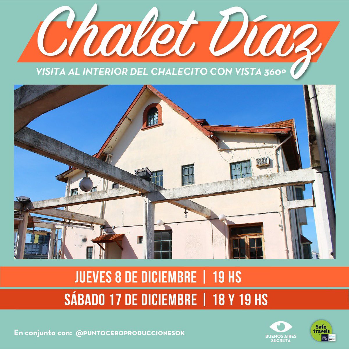 ¿Te sumás a nosotros a recorrer el Chalet Díaz? . Vistas espectaculares ideales para una postal del Obelisco, el Congreso de la Nación, la Av. 9 de Julio y el microcentro porteño. 🎫 Ticket $1600 🏁 Punto de encuentro: Sarmiento 1113 📅 Entradas: ibit.ly/eYLS