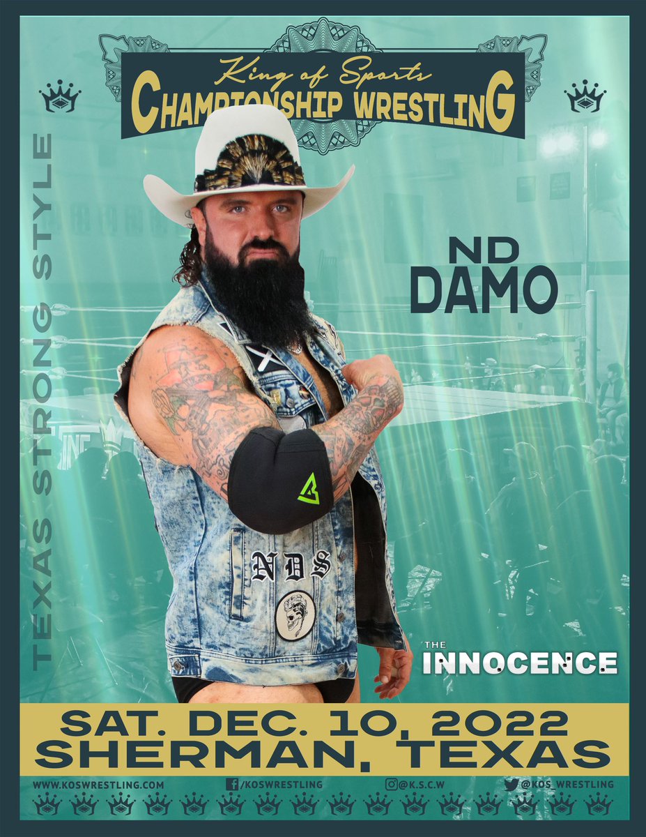 KOS_Wrestling's tweet photo. The Innocence
Damo and Brick Savage
🗓 Dec 10th | Sherman, Texas
🎟 https://t.co/xSmUwnI8vv
💪🏽TEXAS STRONG STYLE
#KingOfSports
#TexasStrongStyle #Wrestling https://t.co/v81NKmbjSL