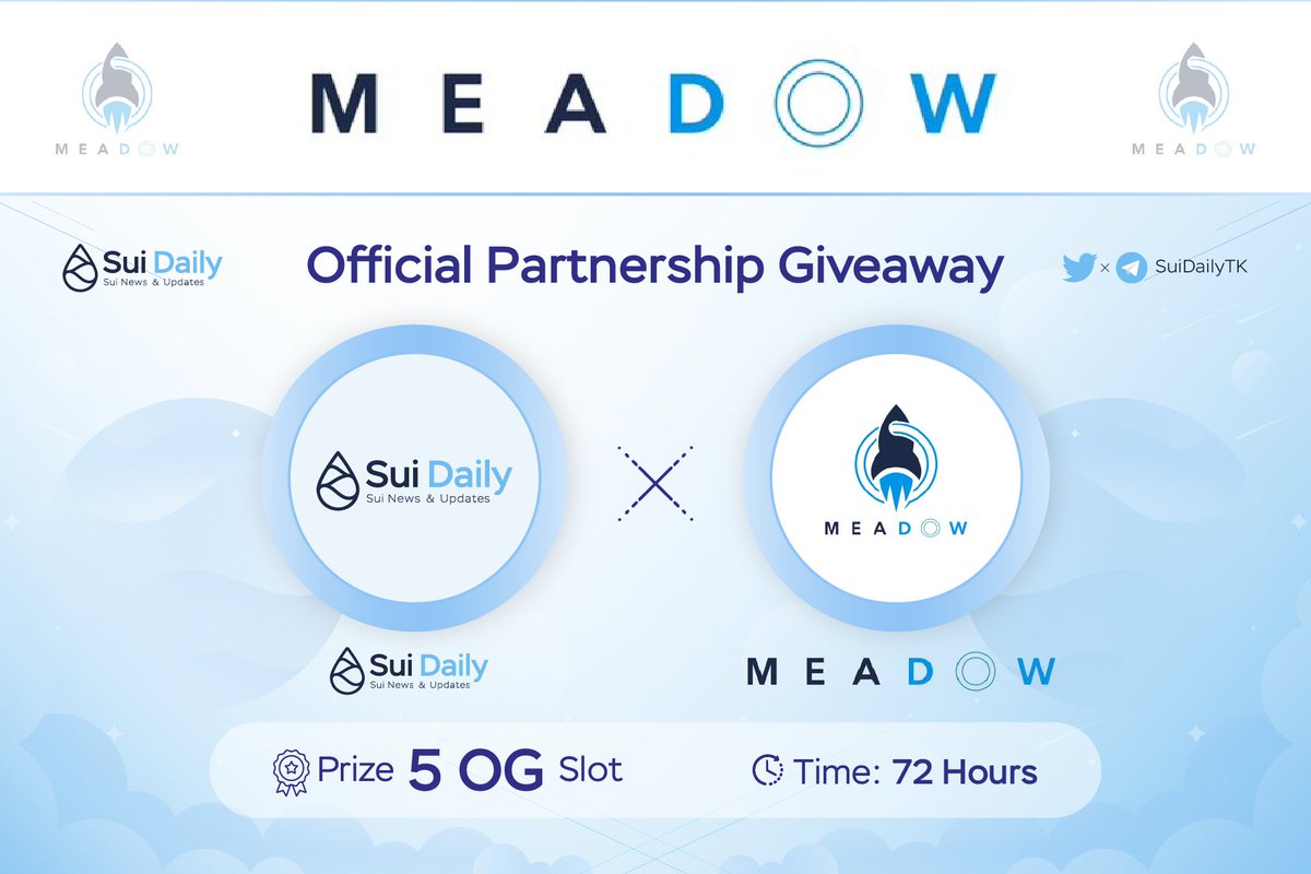 Sui Daily X Meadow Whitelist Giveaway

🎁 5 OG - Legend Role
⌛ 72h

How to:

1️⃣ Follow @suidailytk and <a href="/meadowlaunch/">Meadow</a>
2️⃣ Join: discord.gg/vhkgS7cJNH
3️⃣ ❤️ &amp; Retweet this post

Comment your discord id 👇

#SUI #SUIDAILY #AIRDROP #GIVEAWAY
