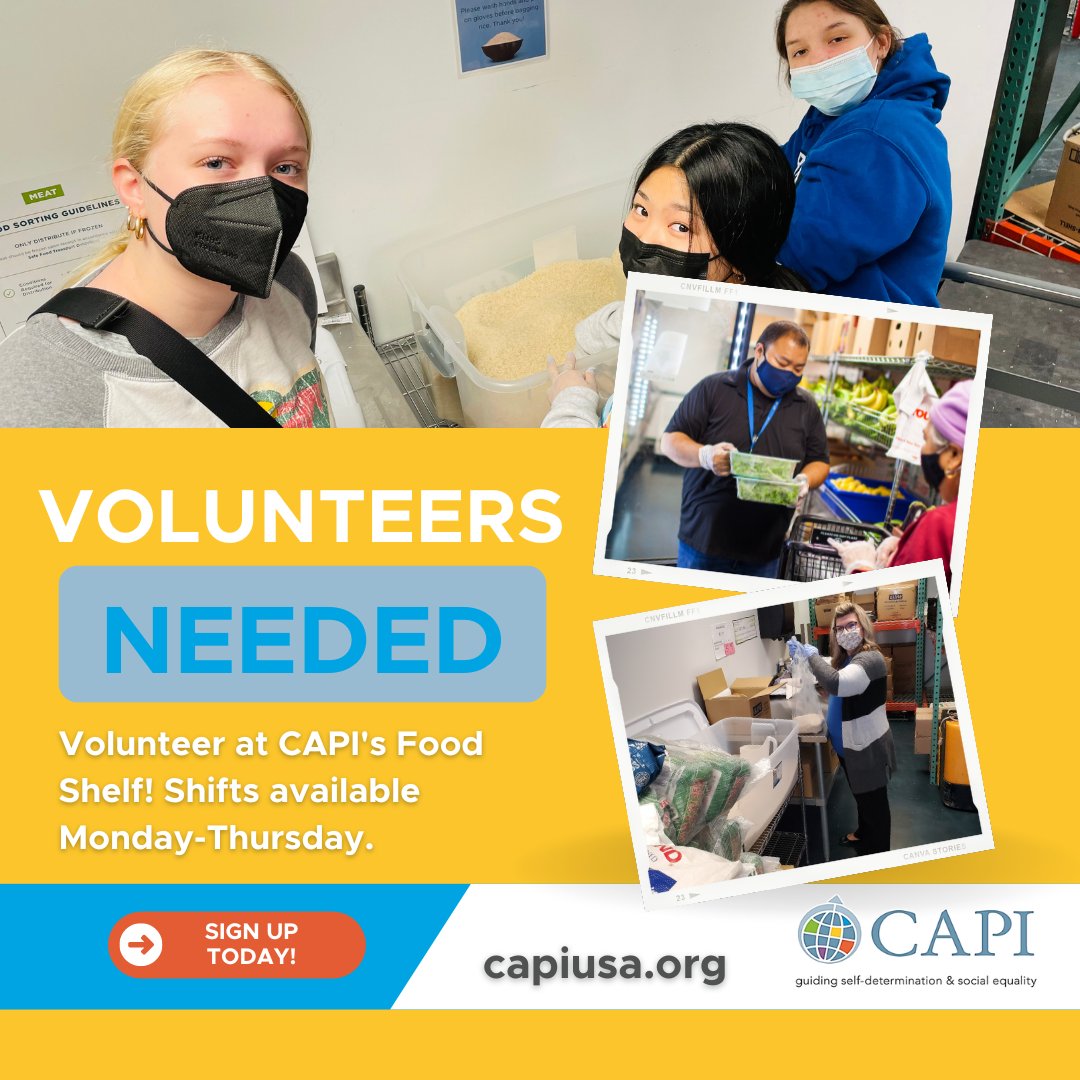 CAPIUSA1982's tweet image. Have some spare time? We&apos;d love to have you join us at CAPI&apos;s food shelf! Help bag rice, shop with participants, and stock the shelves. It&apos;s a great opportunity for individuals and small groups of friends, families, co-workers...you name it! 

Visit capiusa.org/get-involved/v…