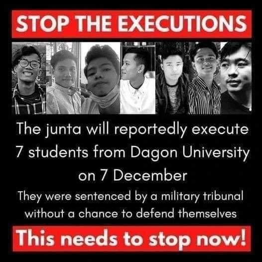 RoyalPr25858846's tweet image. #StopExecutingOurStudents #WarCrimesOfJunta
#HowManyDeadBodyNeedForUNtoTakeAction
 #2022Dec7Coup #WhatsHappeningInMyanmar
Burma has been turned into a slaughter ground (not a war zone or battle ground) as BBC stated today as The deadliest day of protest.