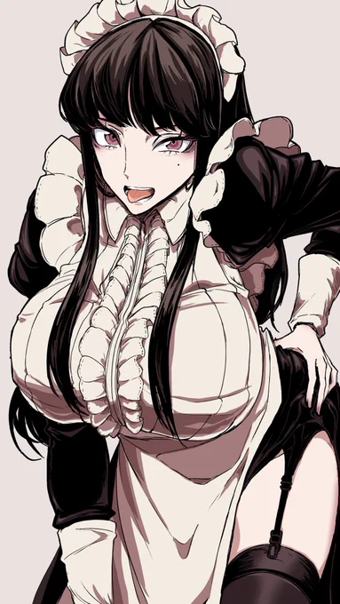 #今年も残りわずかなので今年一番伸びた絵を貼る 黒髪メイドちゃん 