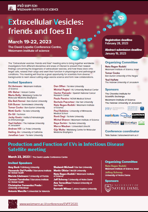 #Extracellularvesicles people BEFORE the holidays: this is the time ⌚️⏳⏳to submit abstracts for #EVFF2022
See you in March 2023! @WeizmannInstitute