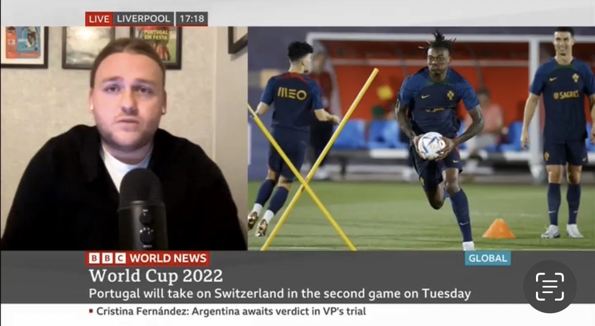 I was delighted to make my debut on <a href="/BBCWorld/">BBC News (World)</a> yesterday talking about A Seleção at the FIFA World Cup.

A really good experience! 🇵🇹