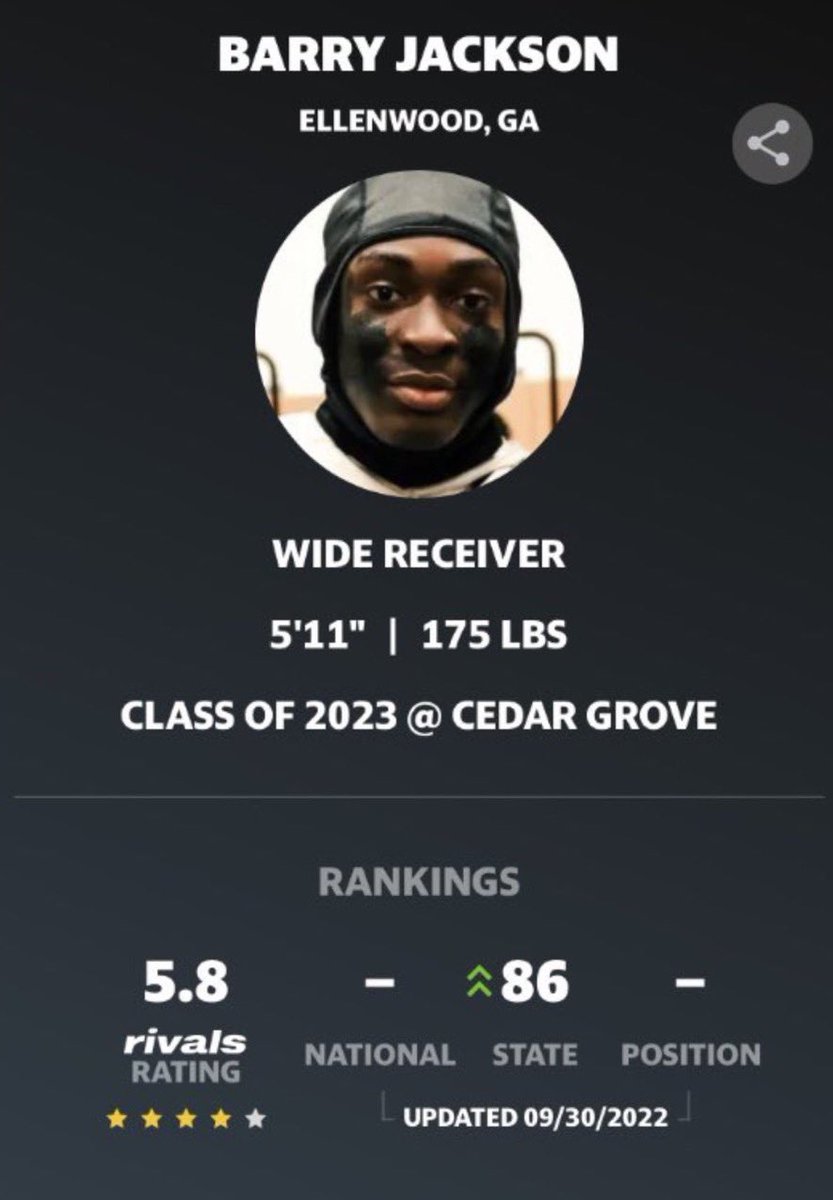 Hollywoodbj1's tweet photo. Blessed to be ranked a 4 star ⭐️ by @Rivals @RivalsFriedman @hcbcg_jadams @Coach_Bama https://t.co/txMFkz8xn5