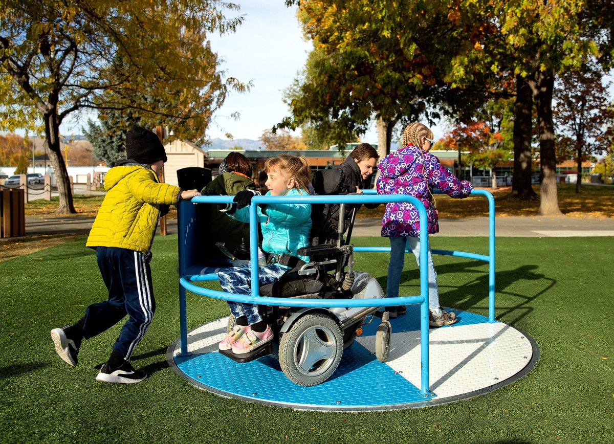 CunninghamRec's tweet photo. The best playgrounds are the ones where all children can play and interact together. Every child should have equal access to parks regardless of age or ability.  #inclusiveplay #inclusiveplayground #inclusion #multigenerationalplay https://t.co/rbcbADoOvn https://t.co/3CNxr0m7G5