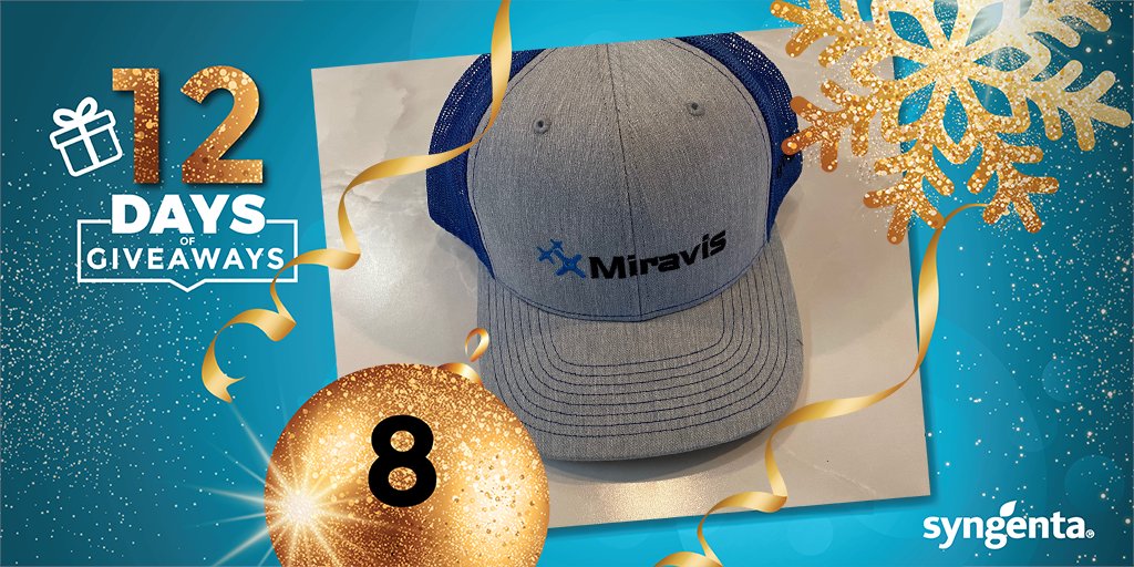 It's Day 8 of our #12DaysofGiveaways! Today you have the chance to #Win 1 of 10 Miravis® snapback hats 🧢. To enter, you must follow <a href="/syngentacanada/">Syngenta Canada</a> on Twitter and re-tweet this post! Winners will be announced on December 14th! bit.ly/3VsbAUz