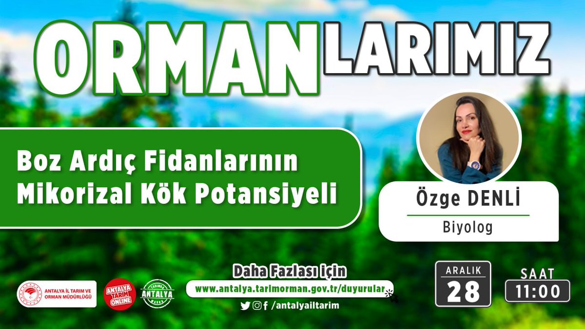 #Ormanlarımız

Müdürlüğümüz ve Batı Akdeniz Ormancılık Araştırma Enstitüsü Müdürlüğü işbirliği ortak  eğitimimize kayıt için
👇👇
docs.google.com/forms/d/e/1FAI…

🔹Çevrimiçi 🔹Ücretsiz

#GelecekTarımda
#TarımAntalyada

<a href="/VedatDikici007/">VedatDikici</a> <a href="/gokhankaraca_/">Gökhan Karaca</a> <a href="/ersinyazici1/">Ersin YAZICI</a> <a href="/VahitKirisci/">Prof.Dr.Vahit Kirişci</a>

#Antalya