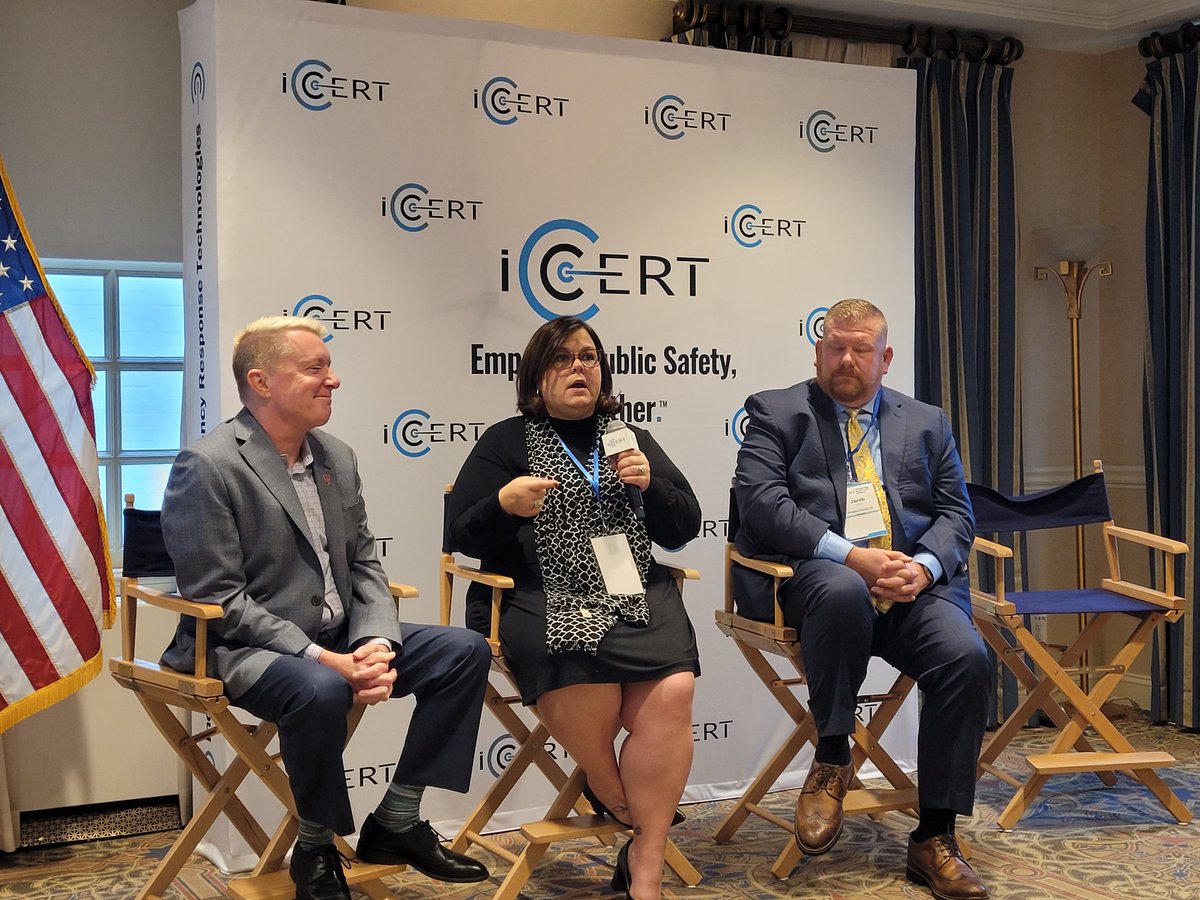 Excellent Regional PSAP leaders panel moderated by <a href="/iCERT1st/">Industry Council Emergency Response Technologies</a> Board Chair -  Eric Hagerson at the #iCERT Fall Members Meeting in DC. Thanks to Heather McGaffin w/ <a href="/OUC_DC/">Office of Unified Communications</a> and Jacob Saur w/ <a href="/ArlingtonVA/">Arlington County</a> ECC for your great insights! #iCERTFall