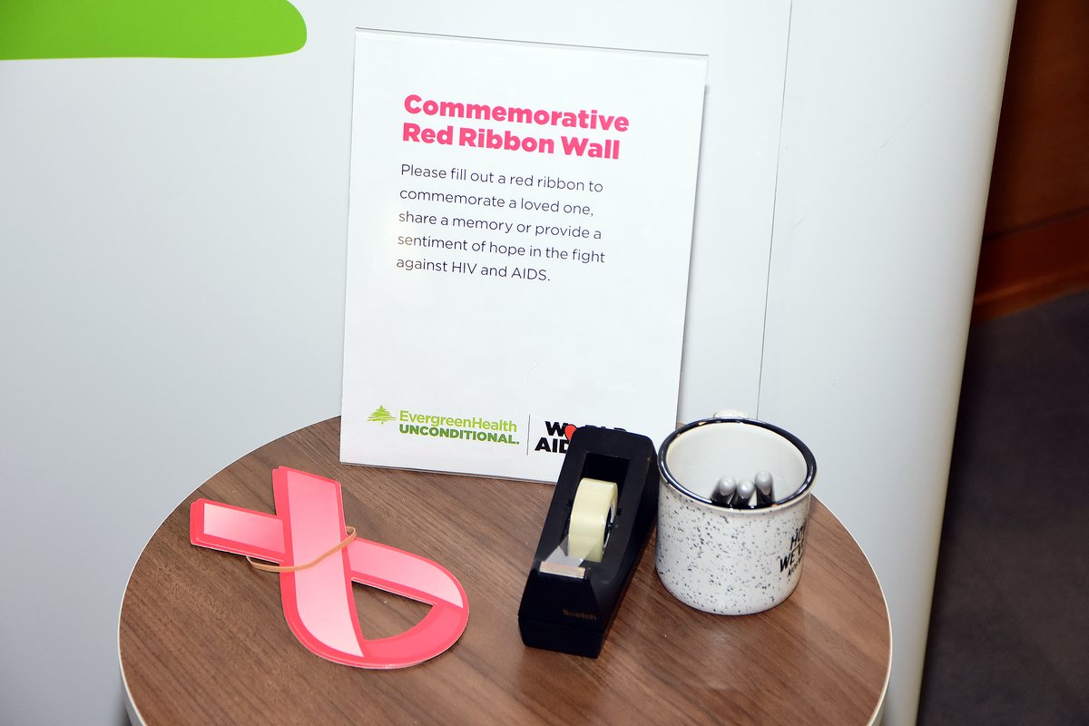 We are observing World AIDS Day all December. Stop by Evergreen at 206 S. Elmwood to commemorate a red ribbon on our Red Ribbon Wall for a loved one affected by AIDS.