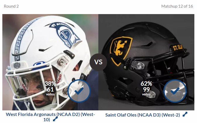 San Diego State ⬇️, West Florida 🆙 next!

Round 2⃣ of the <a href="/helmettracker/">Helmet Tracker</a> #HelmetBowl National Championship is LIVE until midnight on Monday.

VOTE: helmettracker.com/helmet-bowl-na…

#UmYahYah | #OlePride | #d3fb | #hb6