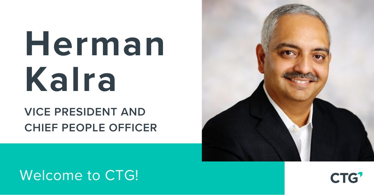 CTGinc's tweet photo. CTG congratulates Herman Kalra as he begins his new role as CTG's VP and CPO! He is a firm believer in teamwork and stands by the saying, “Great things are never done by one person, they are done by a team of happy people.”

Read the press release here: https://t.co/EfwAlaQtW9 https://t.co/SjdkP2OaXT