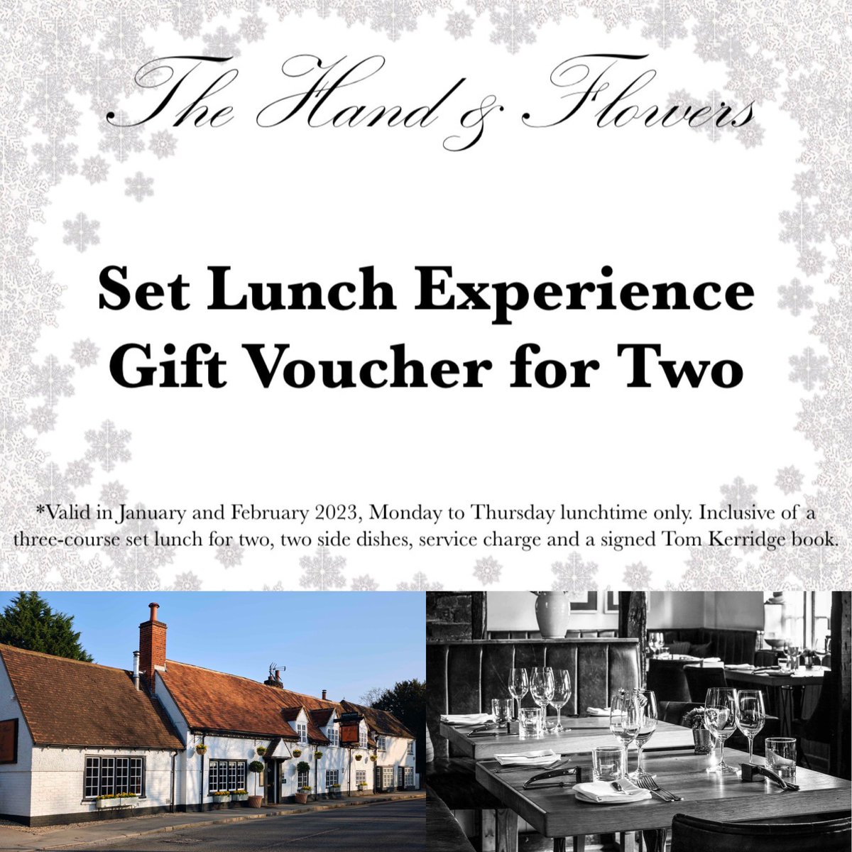 The perfect Christmas gift! Our Set Lunch Experience gift voucher is available to use for our set lunch in Jan & Feb and includes a 3 course set lunch for 2 people, 2 side dishes, service charge & a signed Tom Kerridge book all for just £100! Visit our website to purchase yours