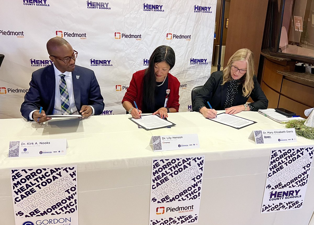 Henry County Schools (@henrycountyboe) on Twitter photo Dr. Nooks, Dr. Henson, and Dr. Davis officially sign the Memorandum of Understanding. <a href="/GordonState/">GordonStateCollege</a> <a href="/PiedmontHealth/">Piedmont</a> <a href="/HenryCountyBOE/">Henry County Schools</a> Dr. Nooks, Dr. Henson, and Dr. Davis officially sign the Memorandum of Understanding. <a href="/GordonState/">GordonStateCollege</a> <a href="/PiedmontHealth/">Piedmont</a> <a href="/HenryCountyBOE/">Henry County Schools</a>