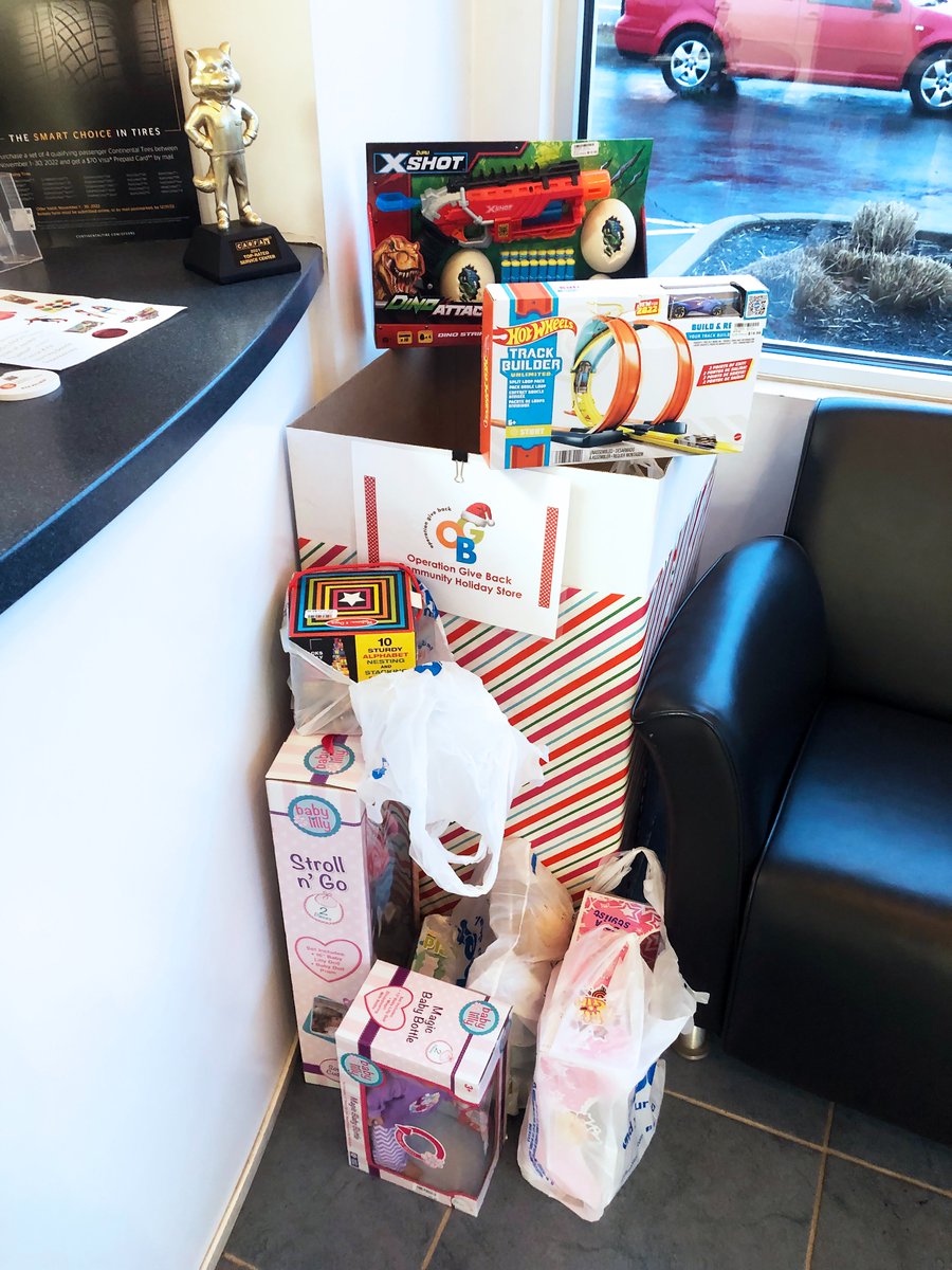 Thrilled to have such great customers & staff who stuffed the entire box with #toys for @OGB_shs Community Holiday Store! The Hot Wheels might 'fall out of the box' on our delivery, though...😂 Thanks to all who donated & here's to spreading some cheer to those in need. 🚘🎁