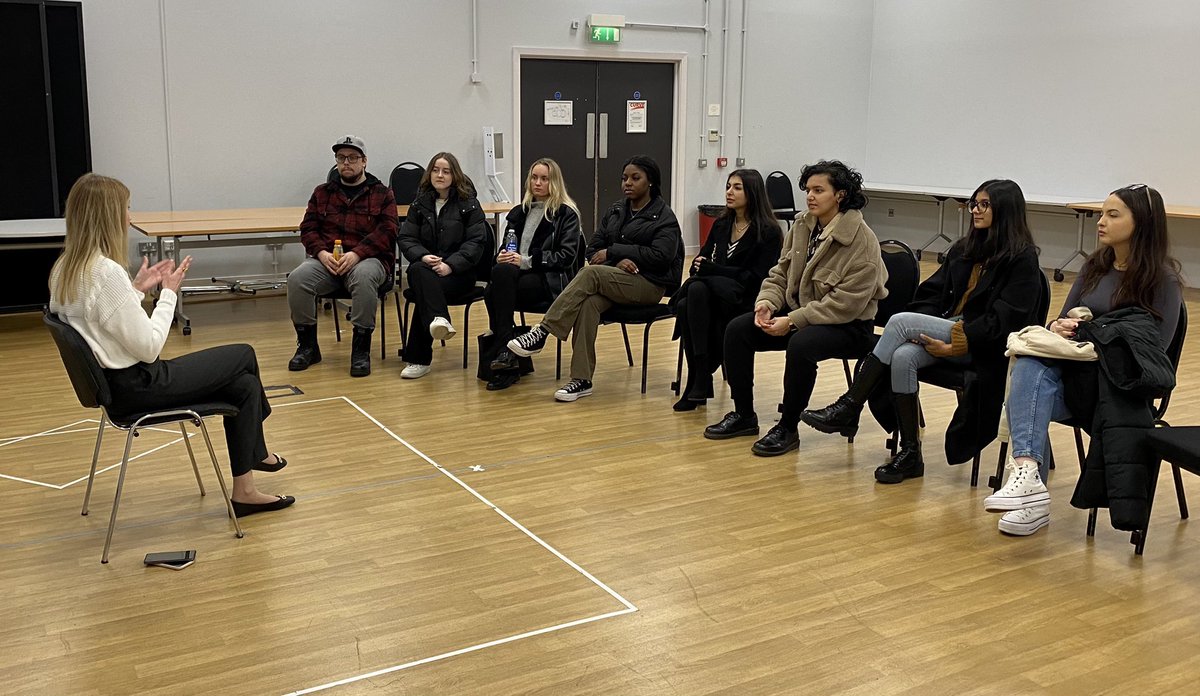 JournalismDmu's tweet photo. Fascinating behind-the-scenes tour of the extraordinary @CurveLeicester for our @dmuleicester Arts and Ents Journalism students today. Huge thanks to @Fiona28 for her time and insight. https://t.co/wVRSz7Qg19
